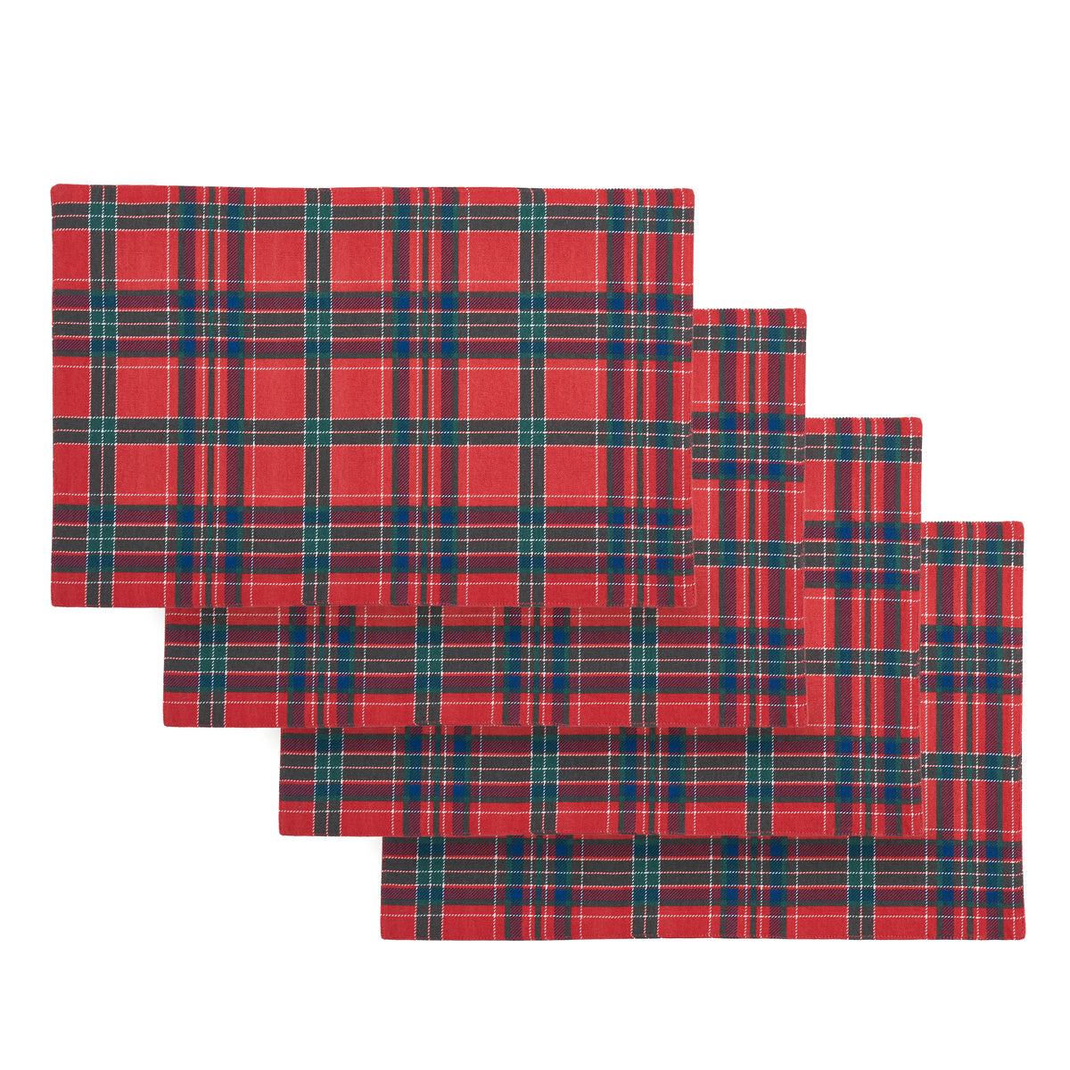 Catherine Lansfield Christmas Tartan Check Pack of Four Placemats 30cm x 46cm Red Green