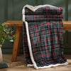 Catherine Lansfield Tartan Sherpa Check Throw Green