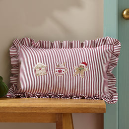 Catherine Lansfield Christmas Gingerbread Stripe 30cm x 50cm Filled Cushion Natural