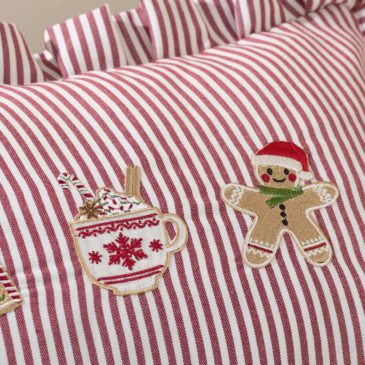 Catherine Lansfield Christmas Gingerbread Stripe 30cm x 50cm Filled Cushion Natural