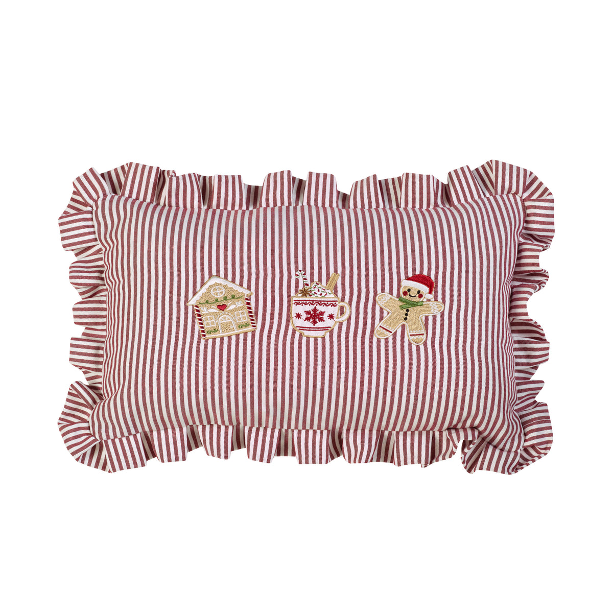 Catherine Lansfield Christmas Gingerbread Stripe 30cm x 50cm Filled Cushion Natural