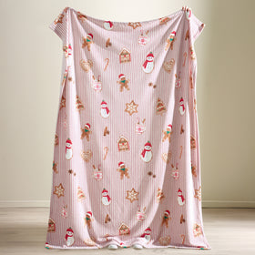 Catherine Lansfield Christmas Gingerbread Stripe Throw Natural