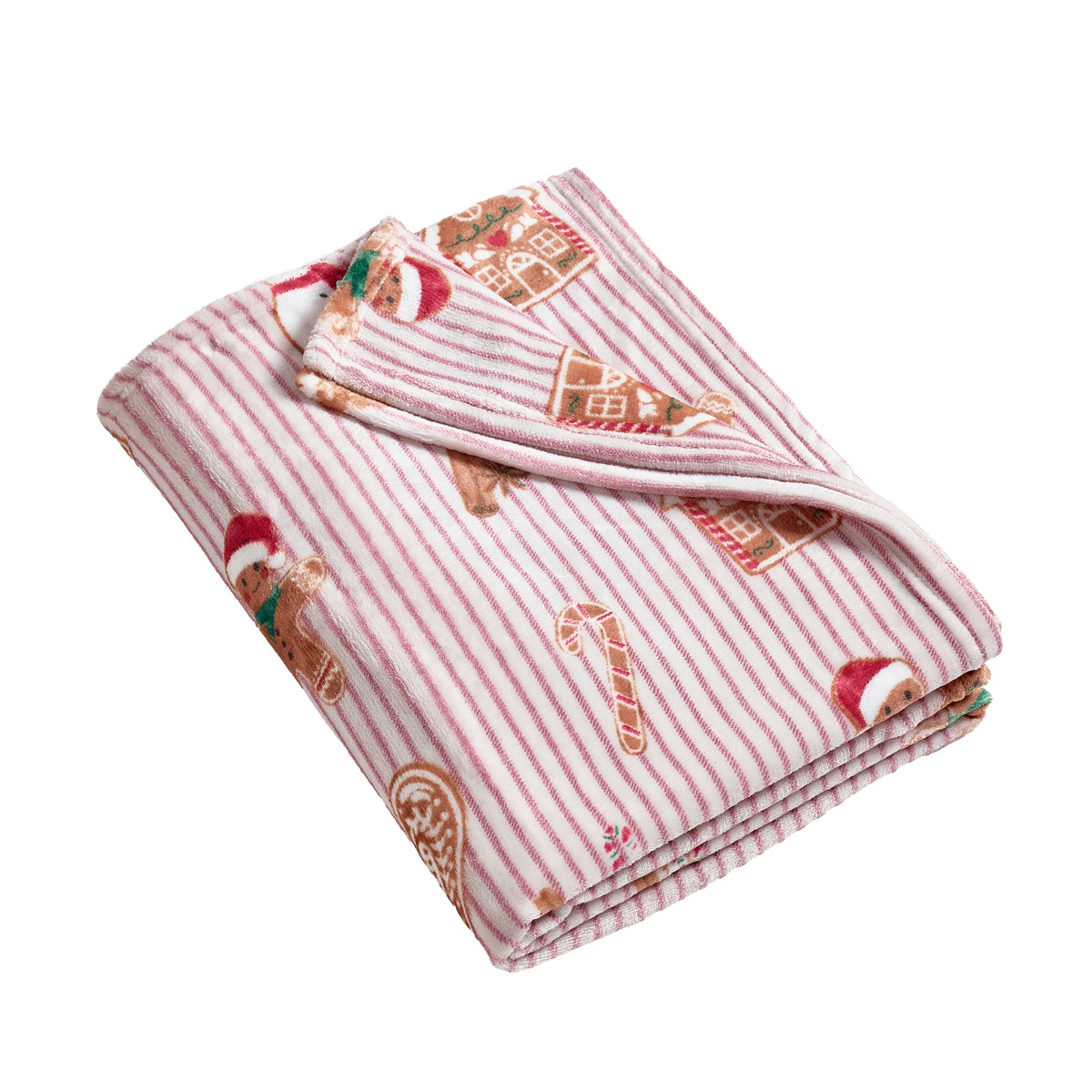 Catherine Lansfield Christmas Gingerbread Stripe Throw Natural