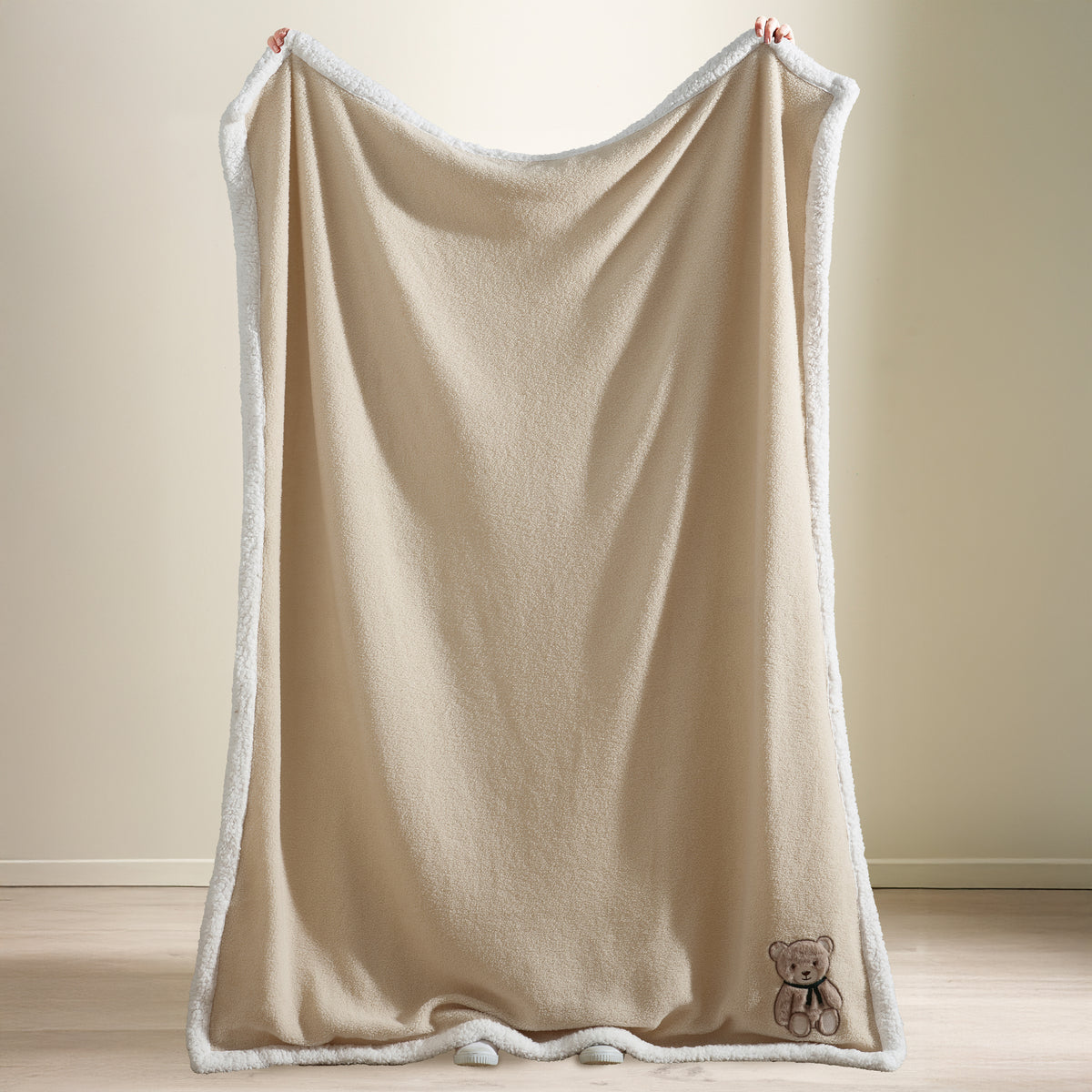 Catherine Lansfield Sherpa Teddy Bear Throw Natural
