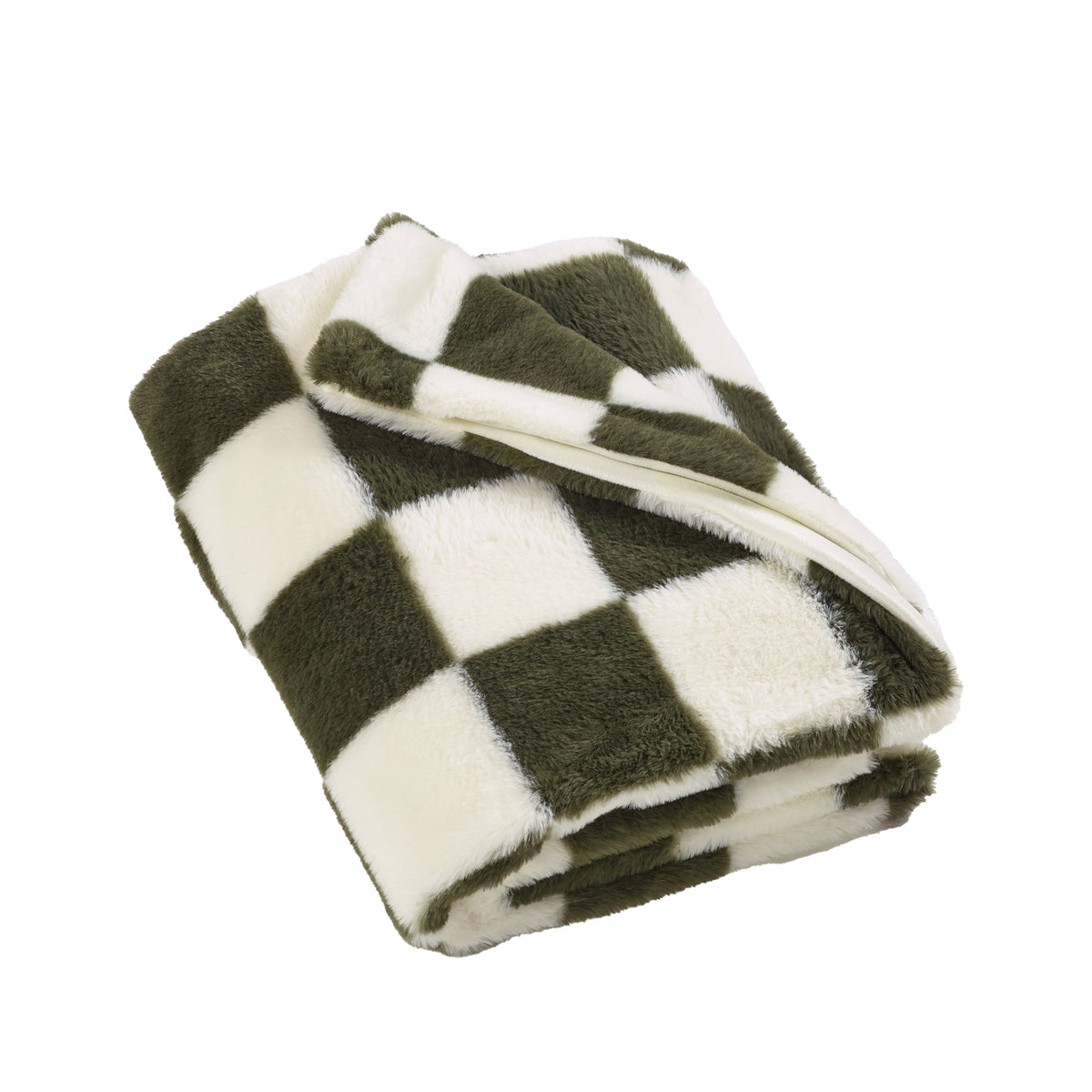 Catherine Lansfield Cosy Soft Checkerboard Throw Green