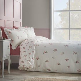 Catherine Lansfield Brushed Ditsy Floral Duvet Cover Bedding Set Pink