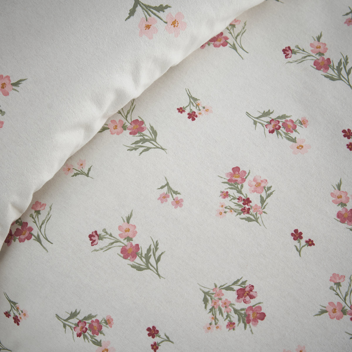 Catherine Lansfield Brushed Ditsy Floral Duvet Cover Bedding Set Pink