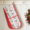 Catherine Lansfield Christmas Holly Stripe Oven Glove Double Cream Red