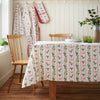 Catherine Lansfield Christmas Holly Stripe Table Cloth Cream Red