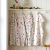 Catherine Lansfield Christmas Holly Stripe Tea Towel Cream Red