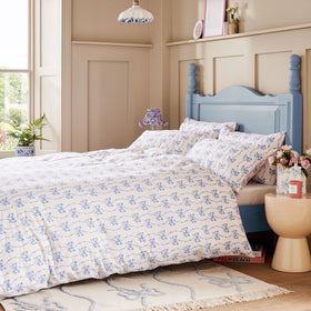 Cath Kidston Ribbon And Bows Duvet Cover Bedding Set White Blue