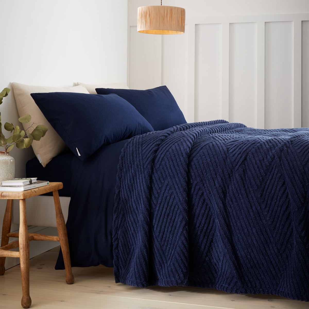 Catherine Lansfield Super Thermal Throw 200cm x 220cm Bedspread Navy