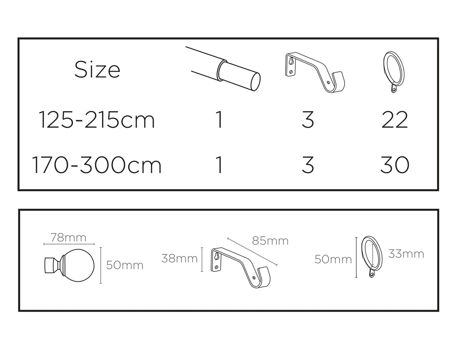 16-19mm Sliced Ball Pole Extendable Curtain Pole Antique Brass