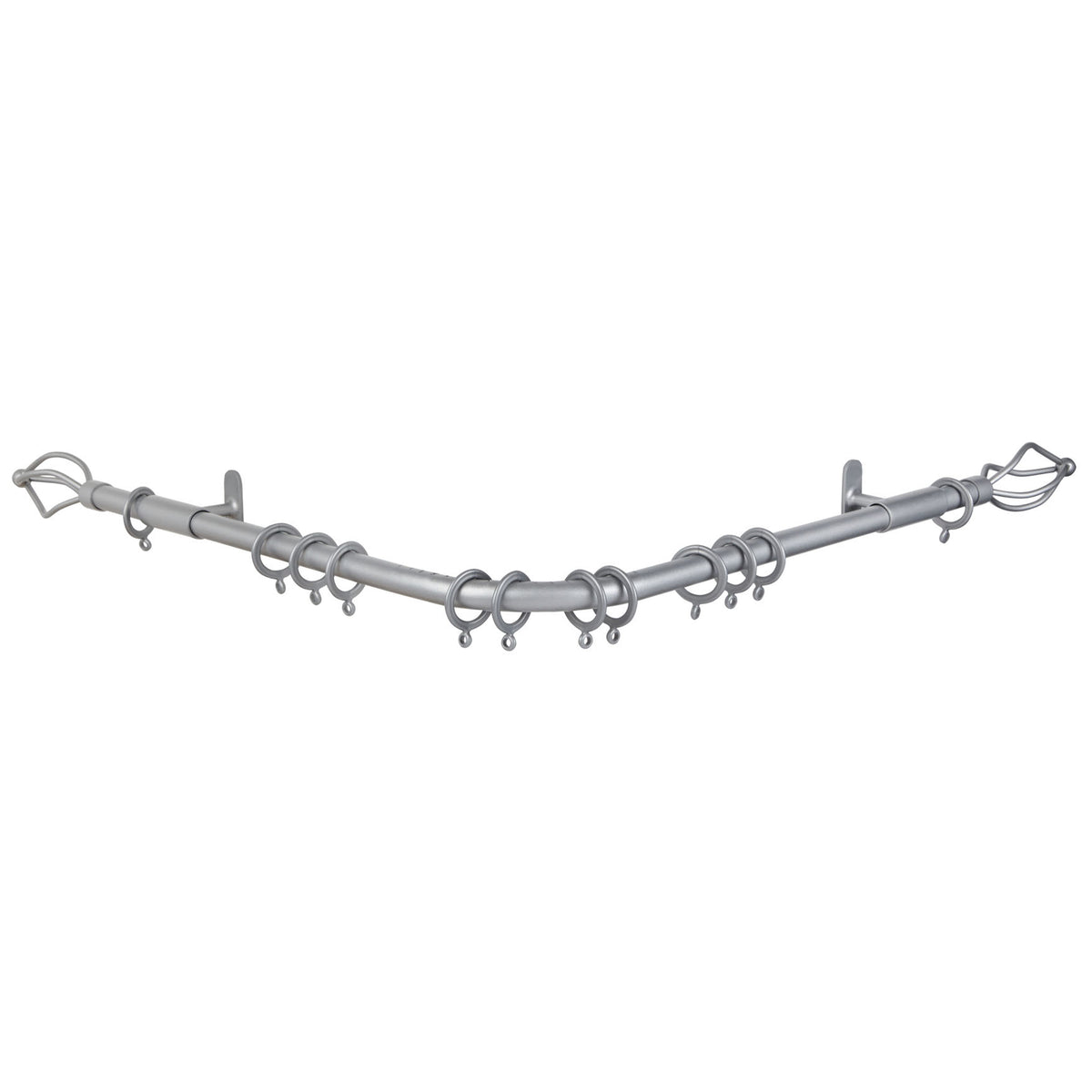County 19mm Bay Window Curtain Poles Silver