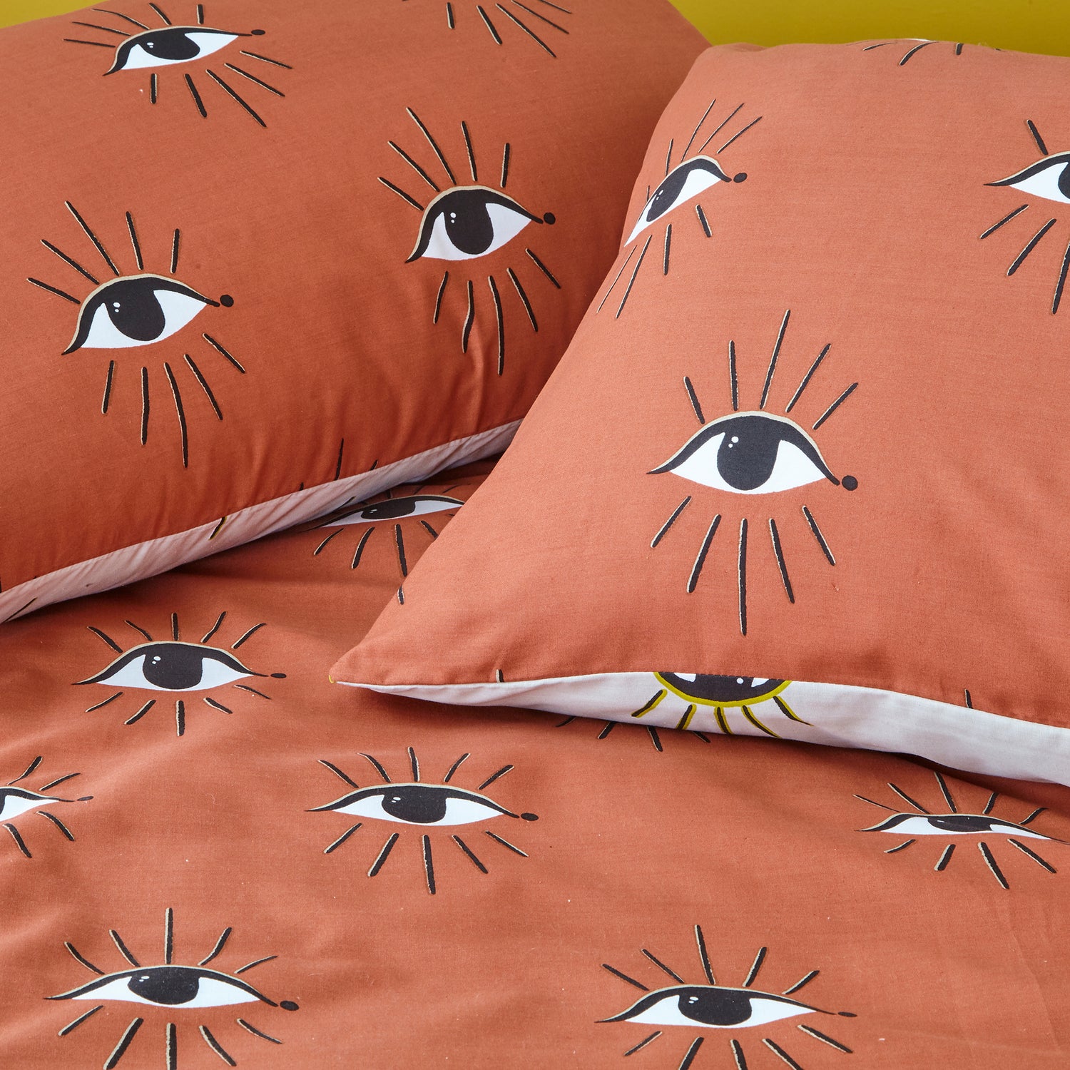 Furn Theia Abstract Eyes Duvet Cover Bedding Set Clay Pink