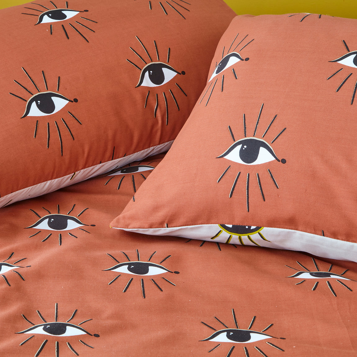 Furn Theia Abstract Eyes Duvet Cover Bedding Set Clay Pink