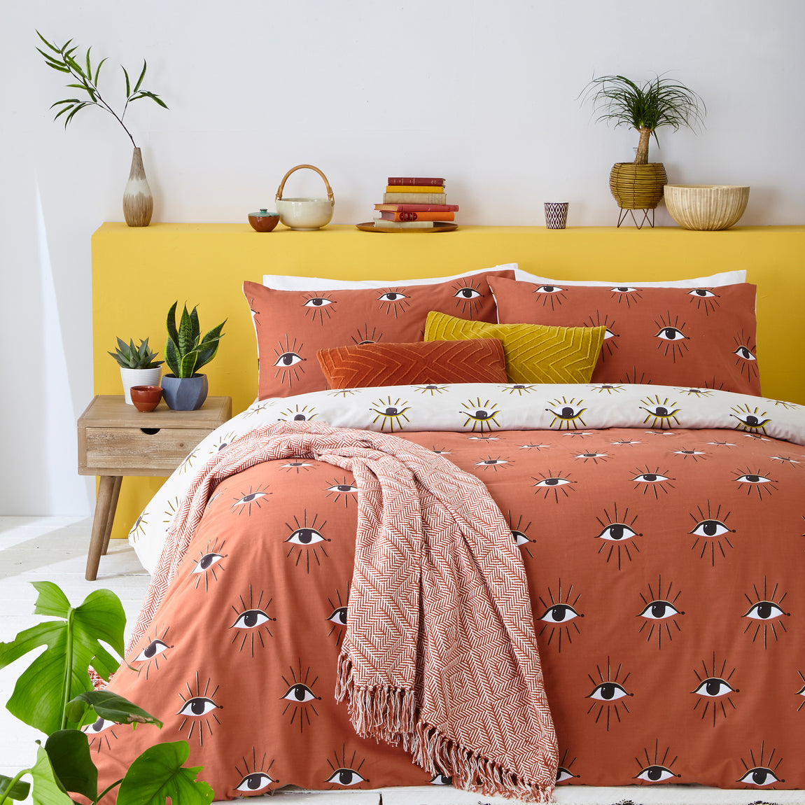Furn Theia Abstract Eyes Duvet Cover Bedding Set Clay Pink