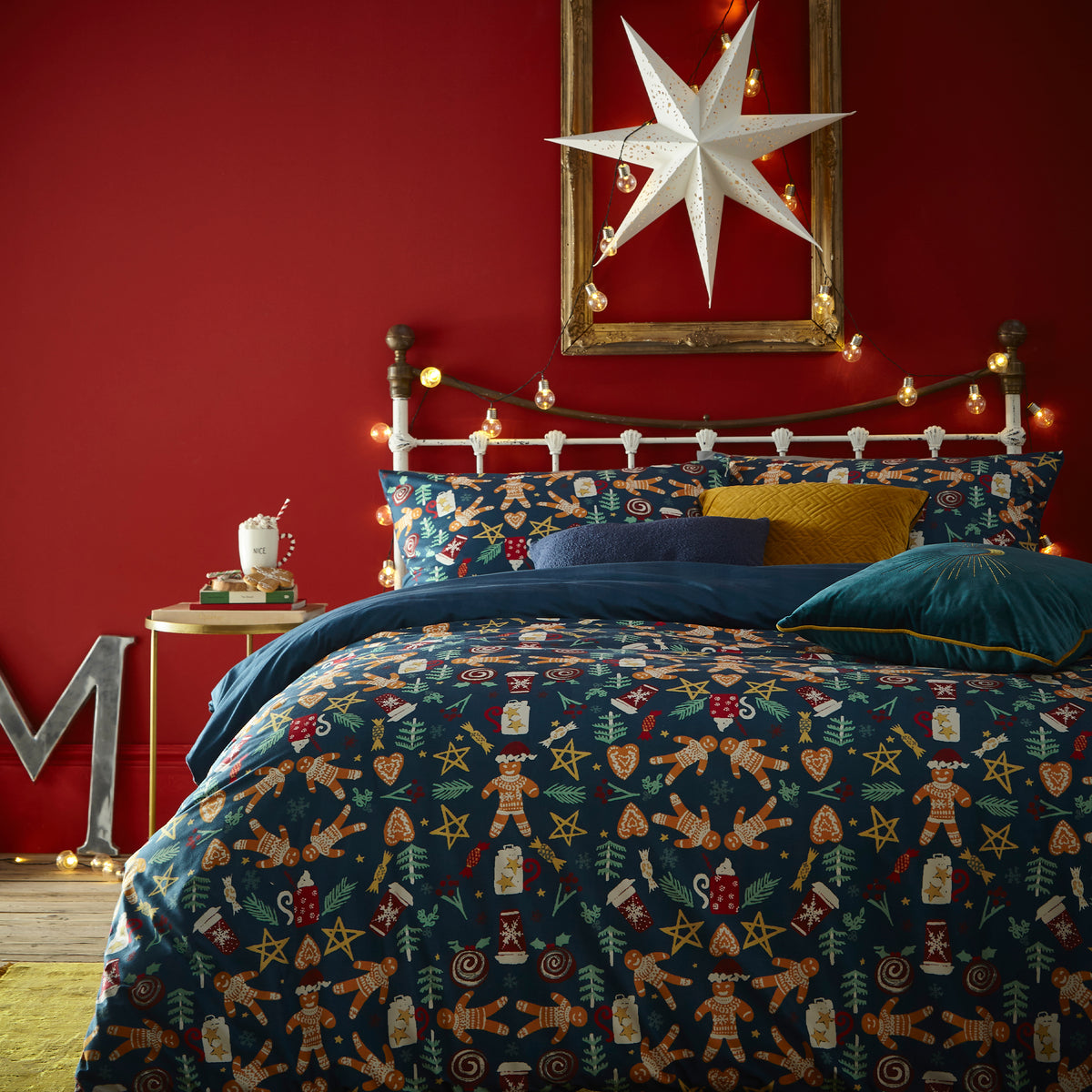 Furn Yuletide Treats Pyjama Fleece Duvet Cover Bedding Set Navy
