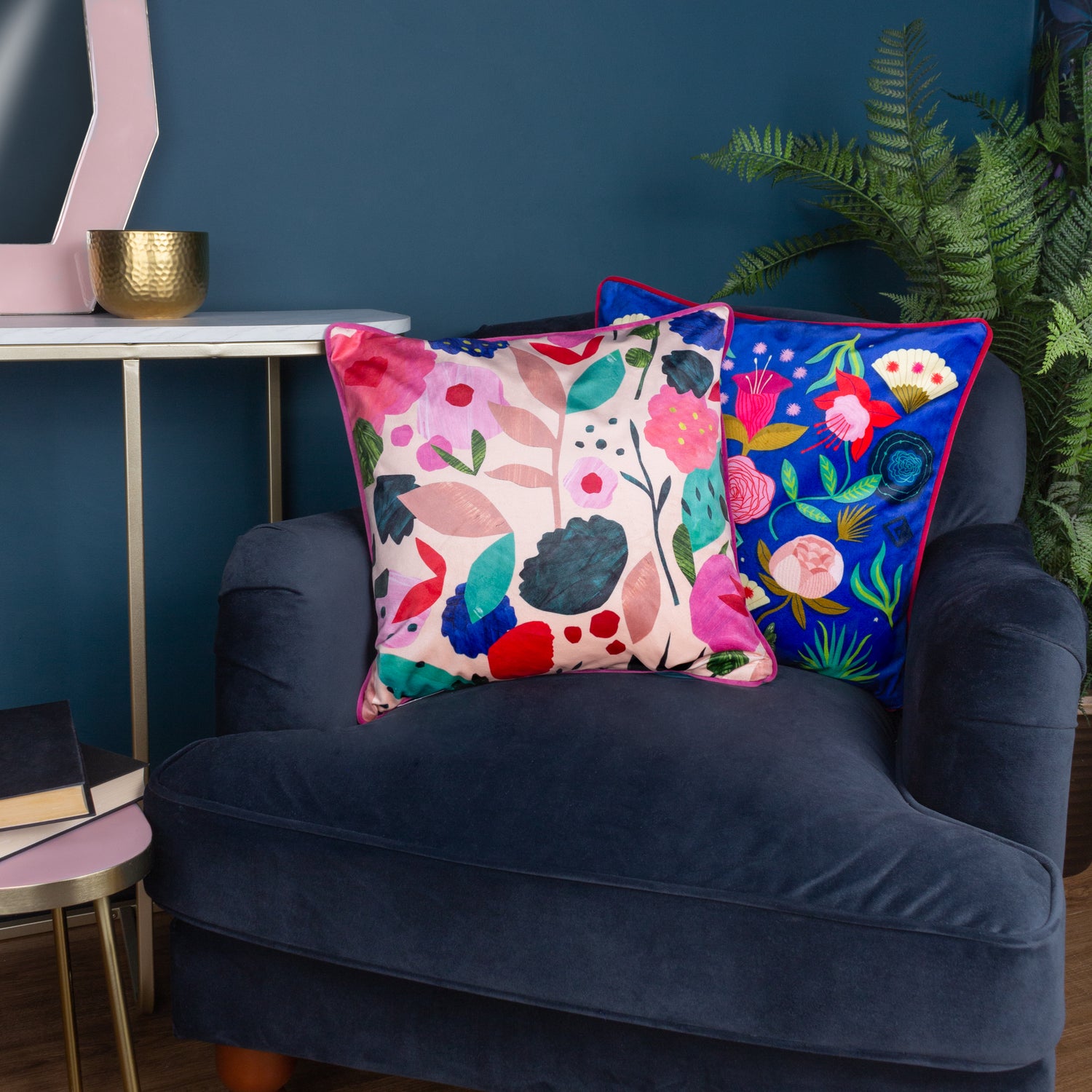 Kate Merritt Flower Girl Collage Illustrated Filled Cushion 43cm x 43cm Multi