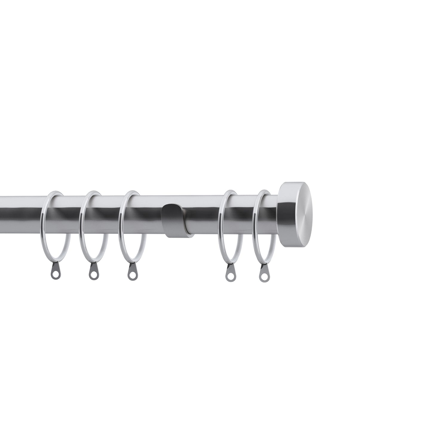 28mm Stud Fixed Metal Curtain Pole Satin Silver