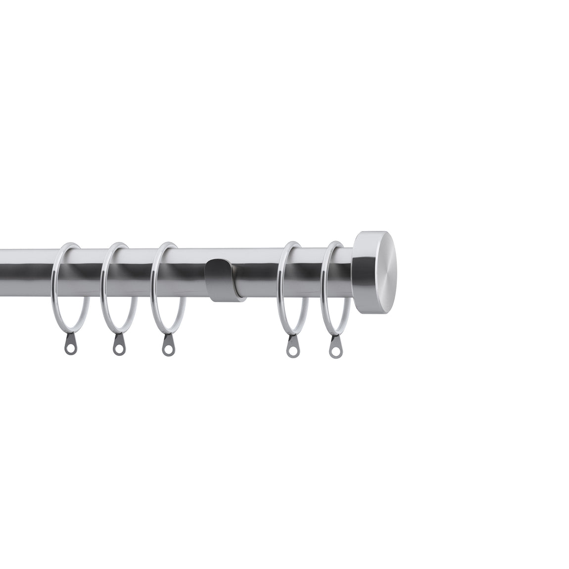28mm Stud Fixed Metal Curtain Pole Satin Silver