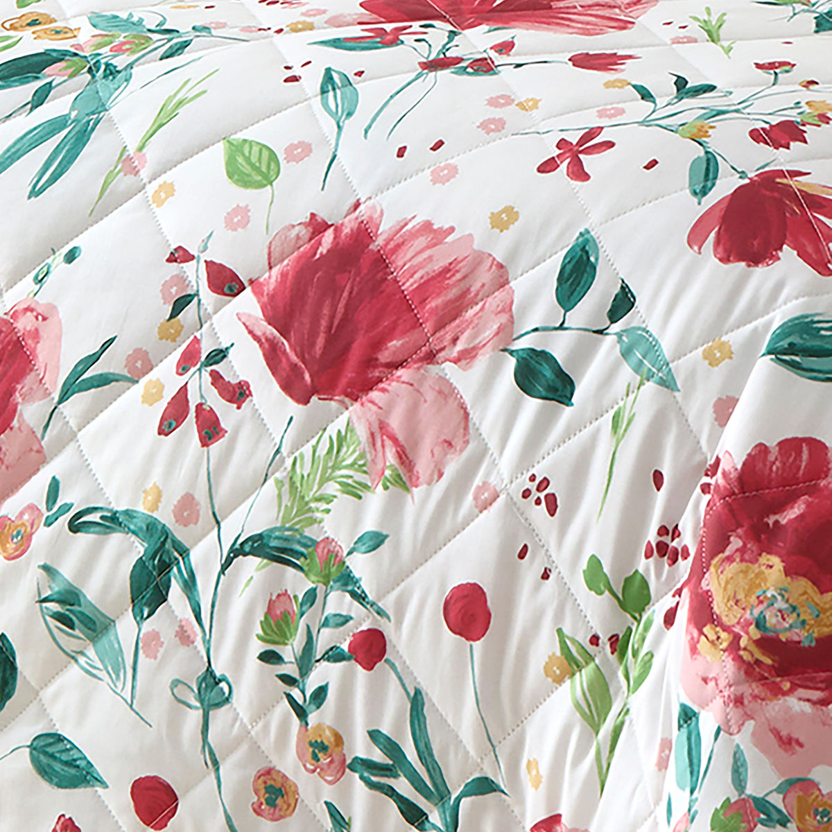 Dreams & Drapes Abstract Poppy Quilted 200cm x 230cm Bedspread Red