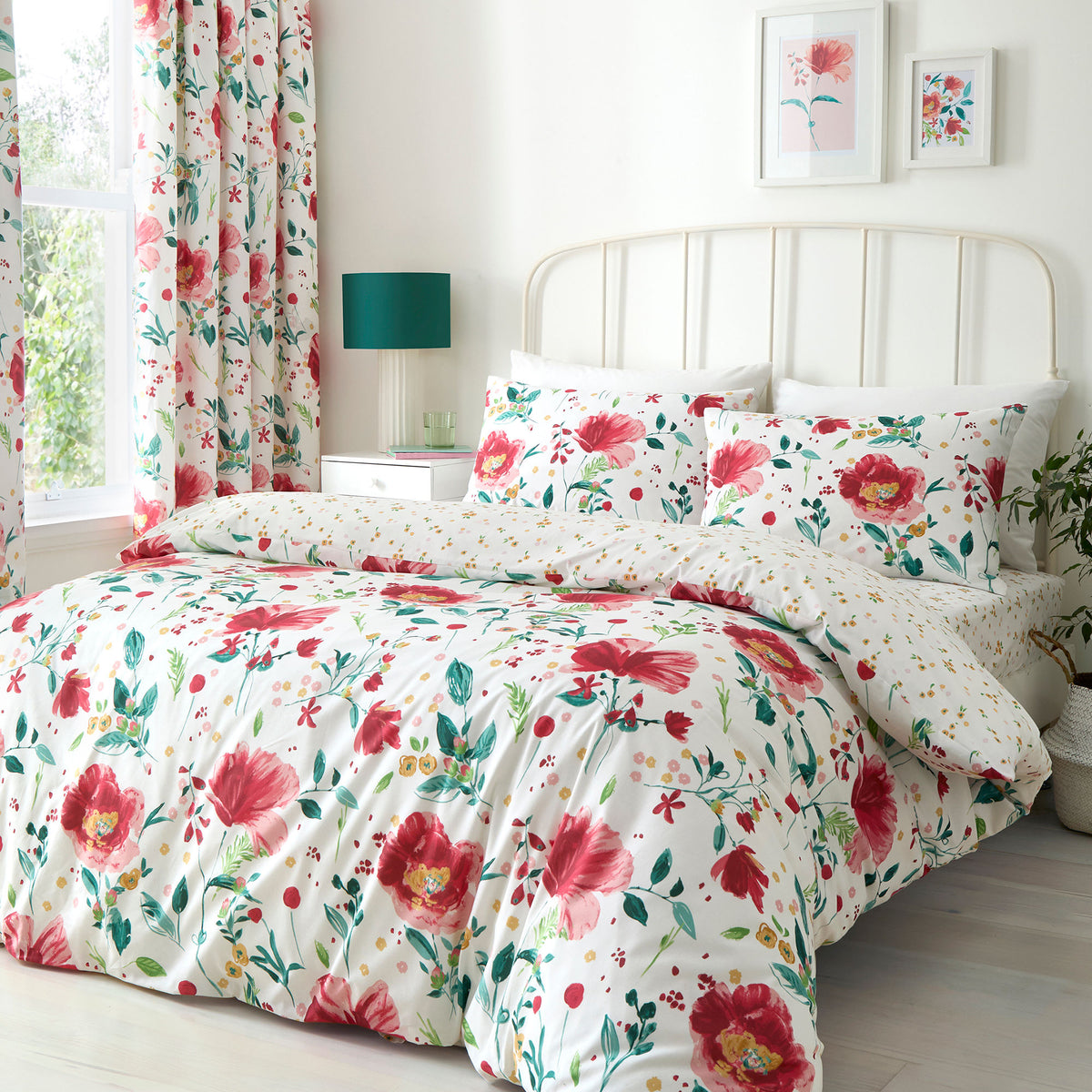 Dreams & Drapes Abstract Poppy Duvet Cover Bedding Set Red