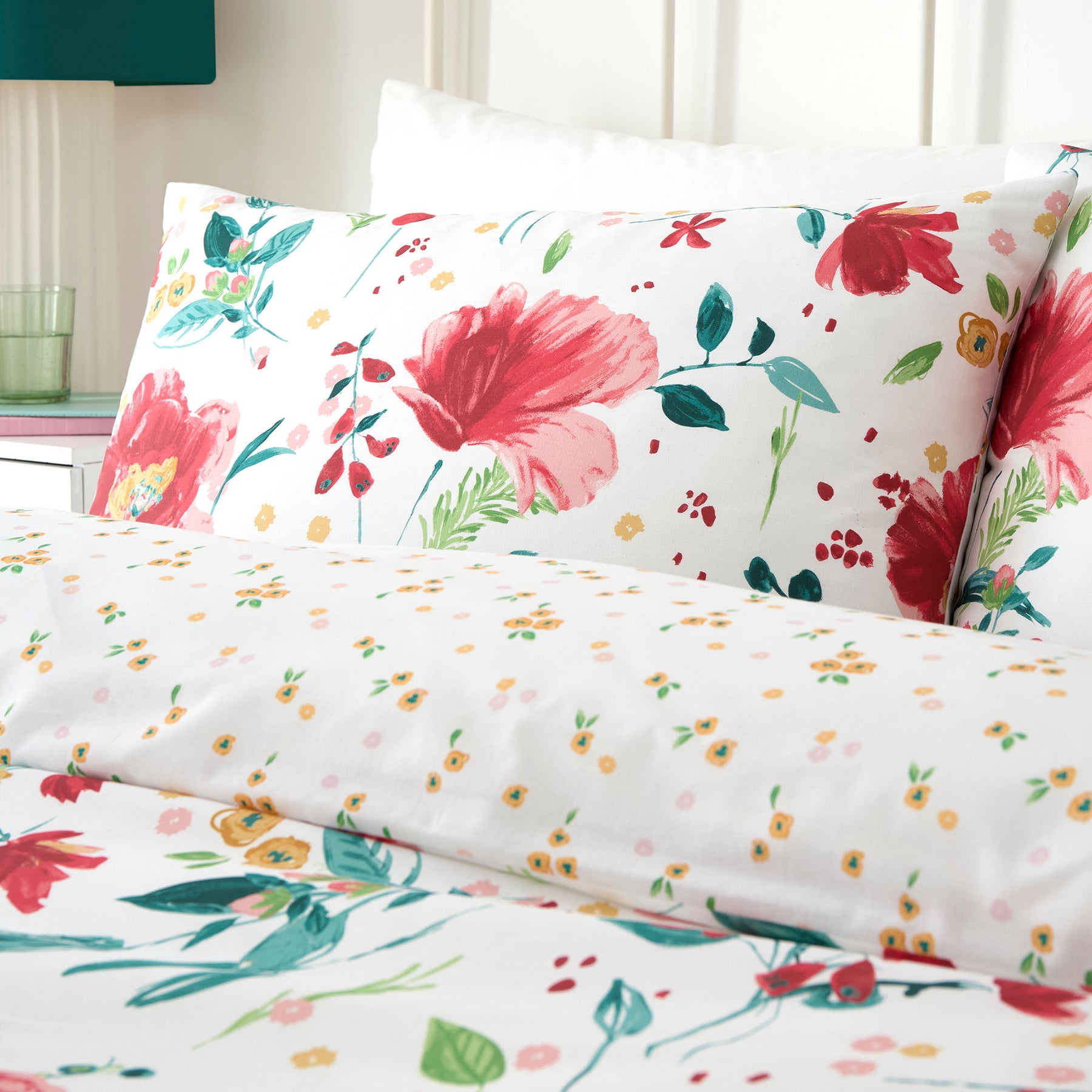 Dreams and Drapes Abstract Poppy Duvet Cover Bedding Set Red