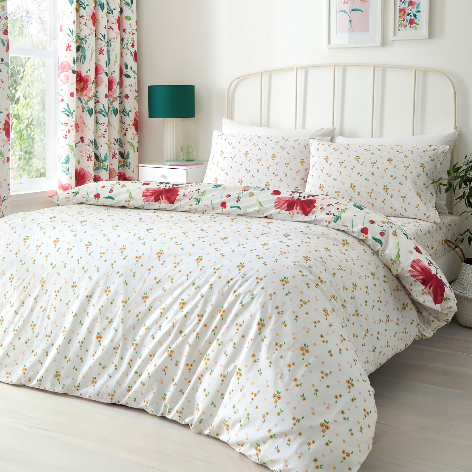 Dreams & Drapes Abstract Poppy Duvet Cover Bedding Set Red
