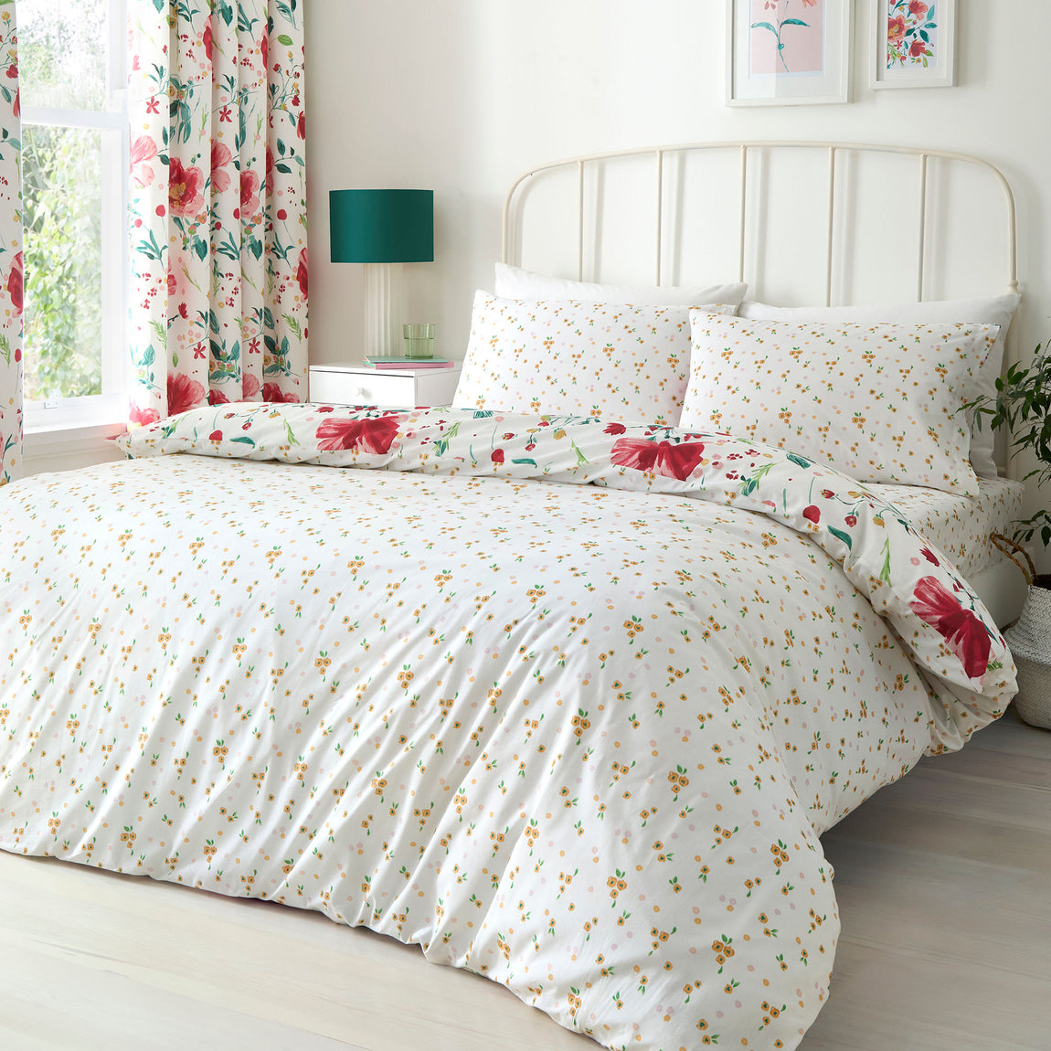 Dreams & Drapes Abstract Poppy Duvet Cover Bedding Set Red