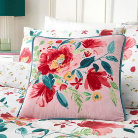 Dreams and Drapes Abstract Poppy Velvet Touch 43cm x 43cm Filled Cushion Red