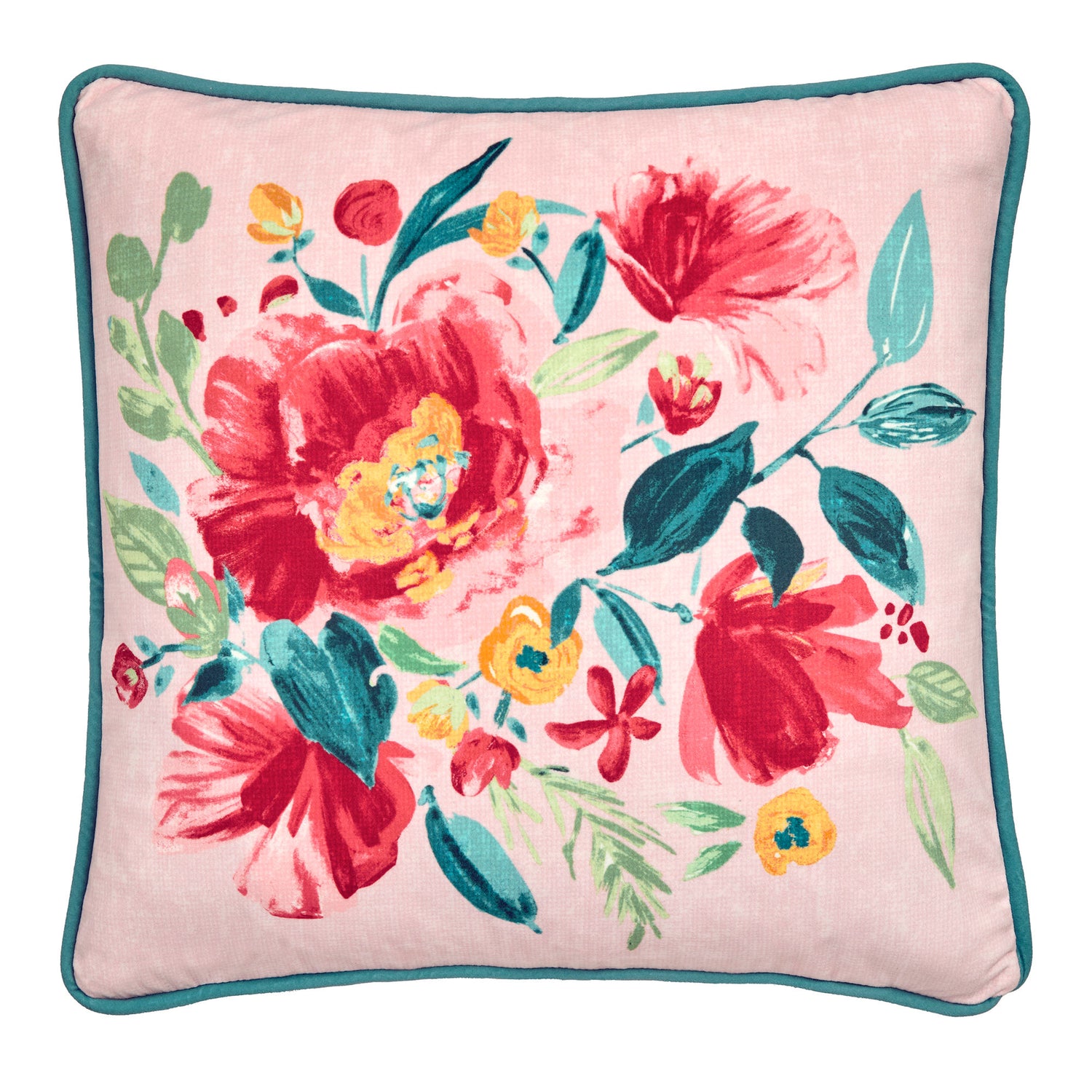 Dreams & Drapes Abstract Poppy Velvet Touch 43cm x 43cm Filled Cushion Red