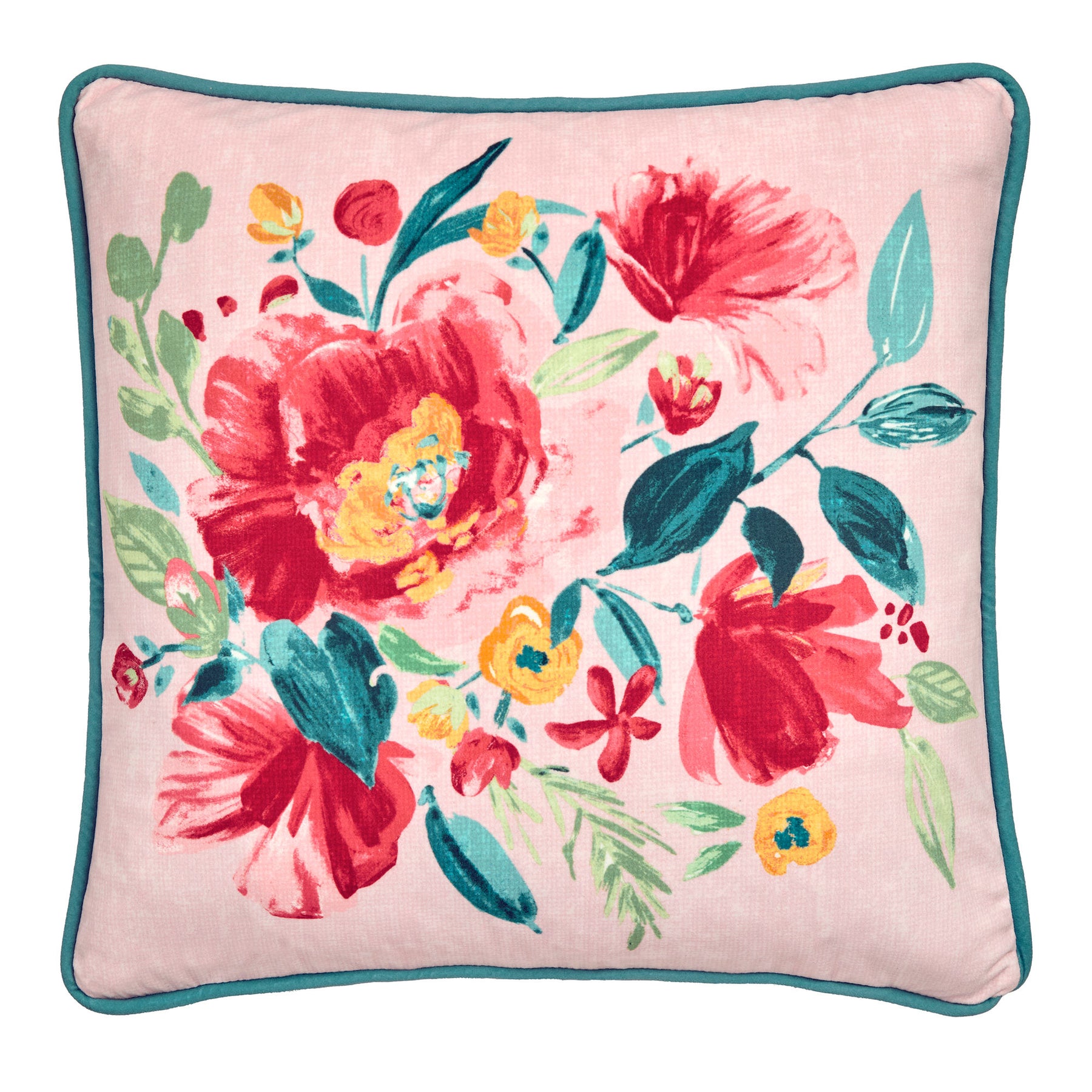 Dreams and Drapes Abstract Poppy Velvet Touch 43cm x 43cm Filled Cushion Red