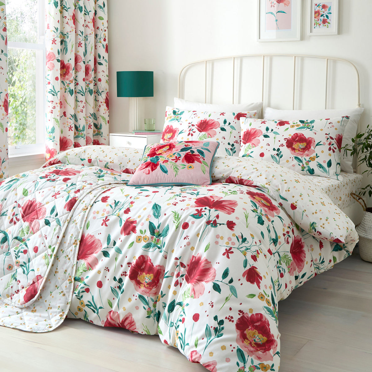 Dreams & Drapes Abstract Poppy Duvet Cover Bedding Set Red