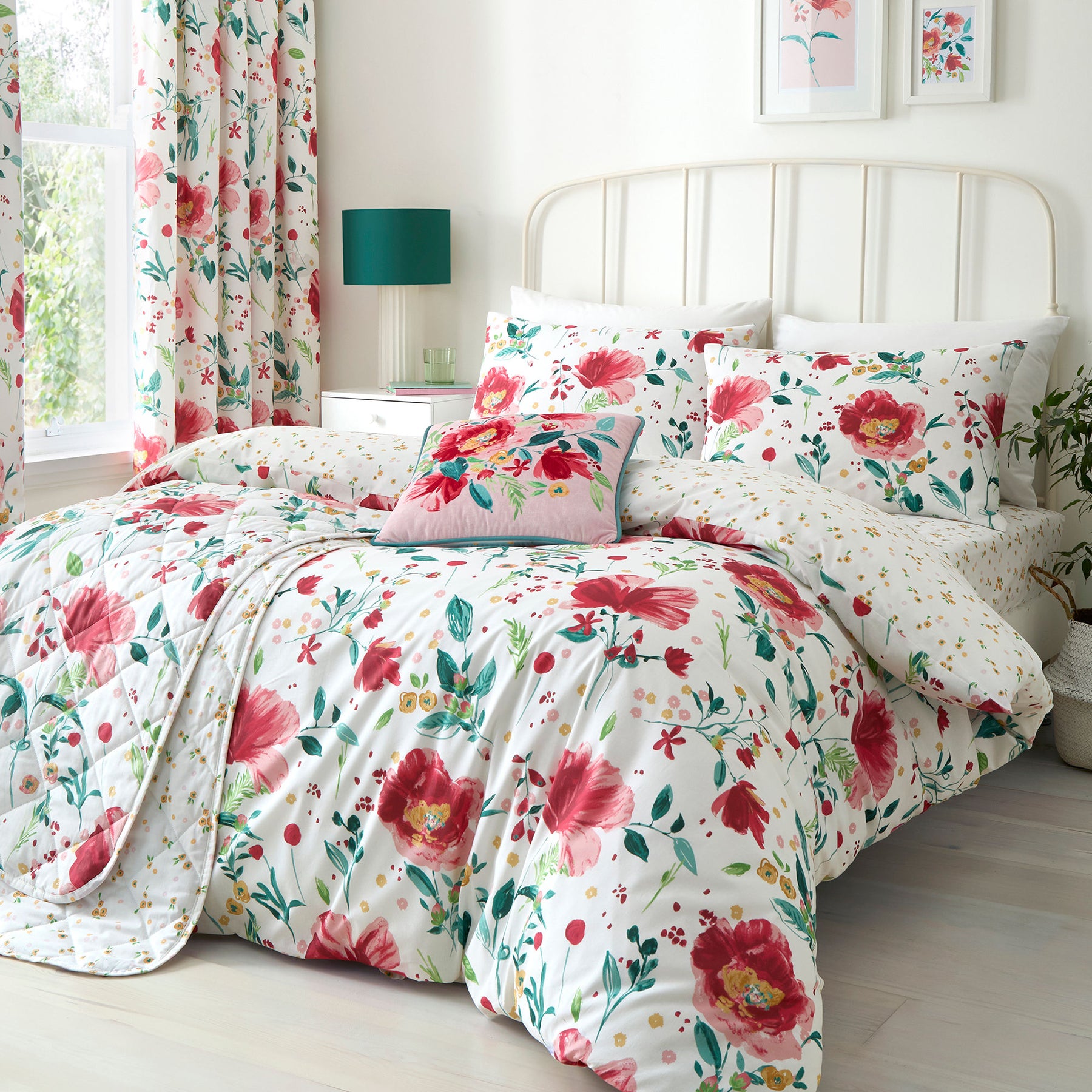 Dreams and Drapes Abstract Poppy Duvet Cover Bedding Set Red