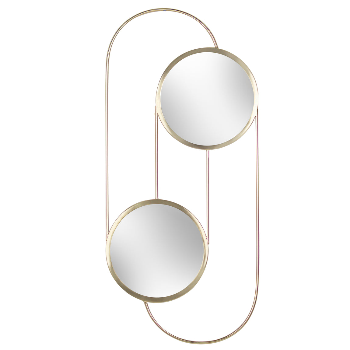 Abstract Double Round Circular Wall Mirror 30cm x 65cm Mirror Brass