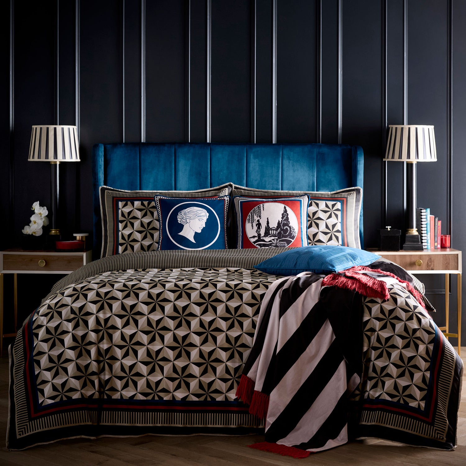 Laurence Llewelyn-Bowen Arcadia Velvet Touch 43cm x 43cm Filled Cushion Red