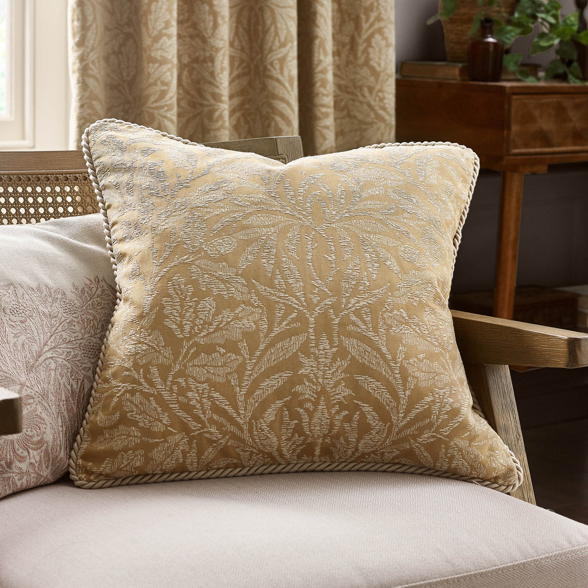 Morris & Co. Acorn Tonal Jacquard 50cm x 50cm Filled Cushion Gold