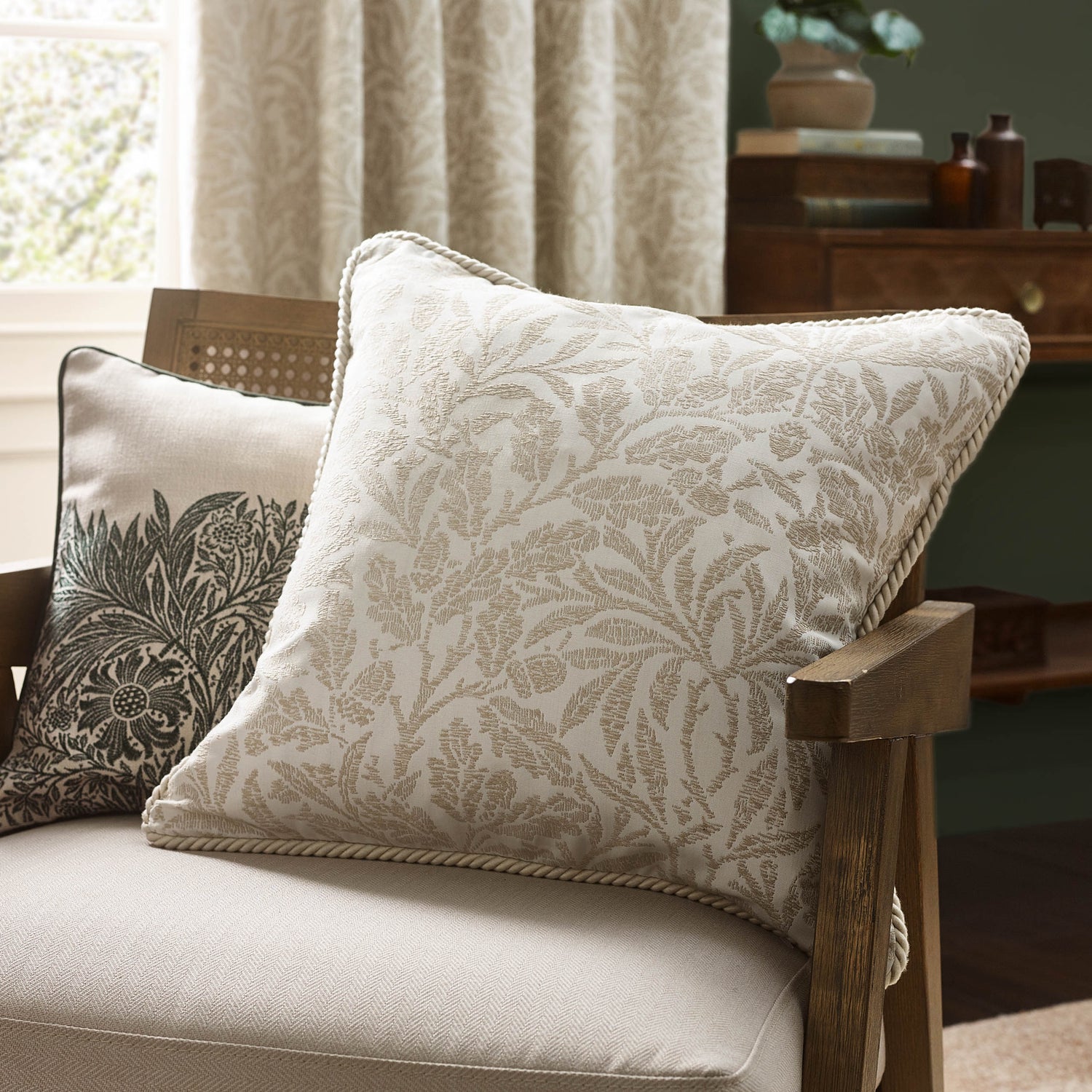 Morris & Co. Acorn Tonal Jacquard 50cm x 50cm Filled Cushion Ivory