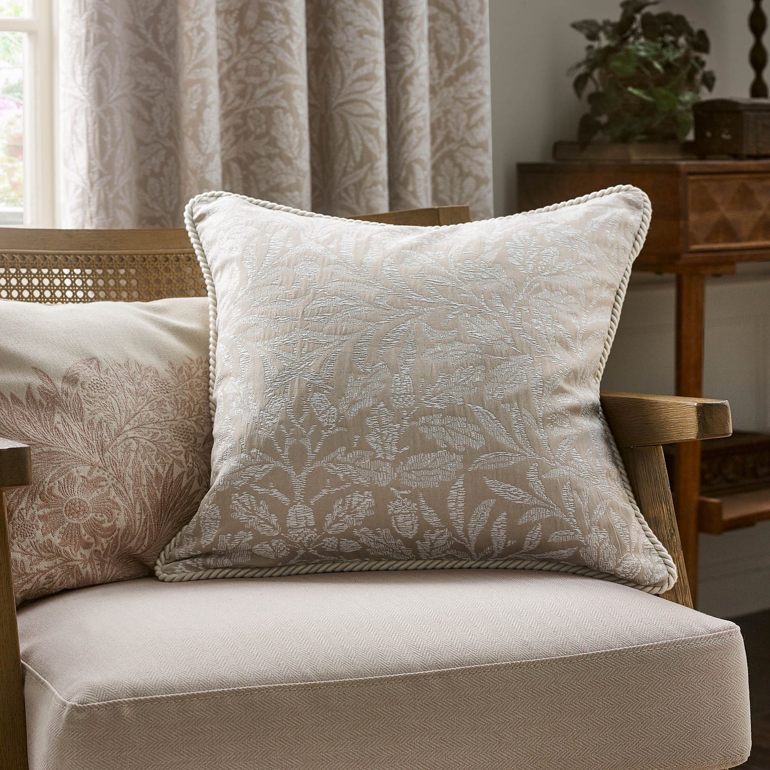 Morris & Co. Acorn Tonal Jacquard 50cm x 50cm Filled Cushion Linen