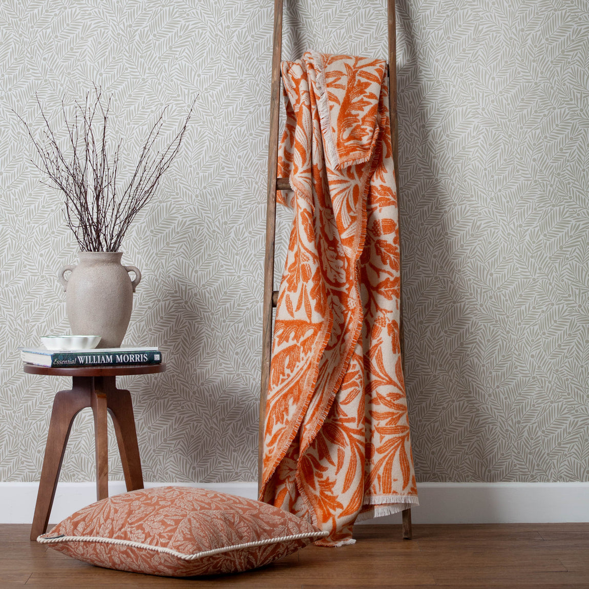 Morris & Co. Acorn Tonal Jacquard 130cm x 170cm Throw Brick