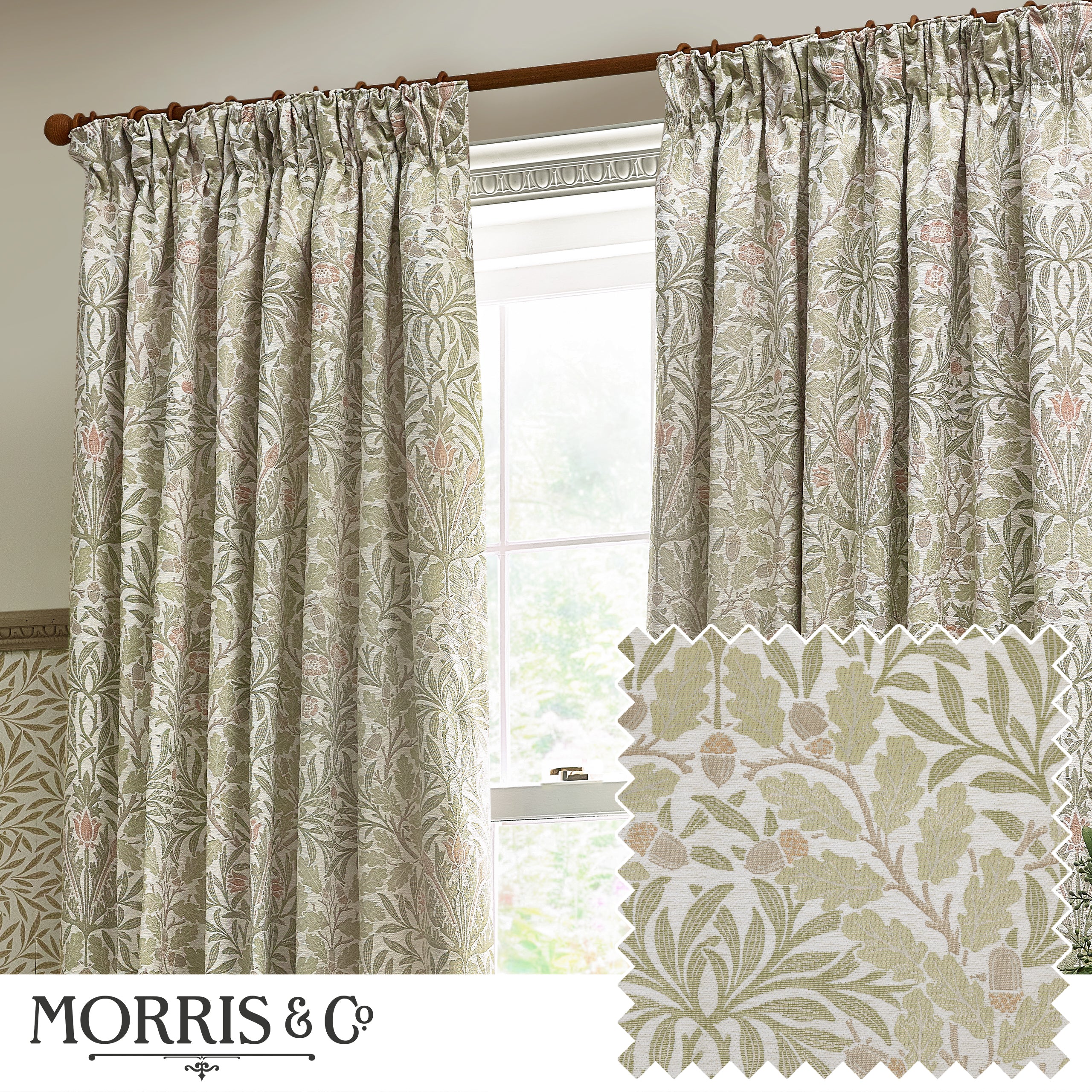 thumbnail image 2 of Bedding World Georgia Jacquard Pencil Pleat Curtains - Made To Measure, Light Filtering, Pair With Tie-Back 2 of 5