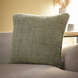 Appletree Alba Soft Touch Chenille Filled Cushion 43cm x 43cm Green