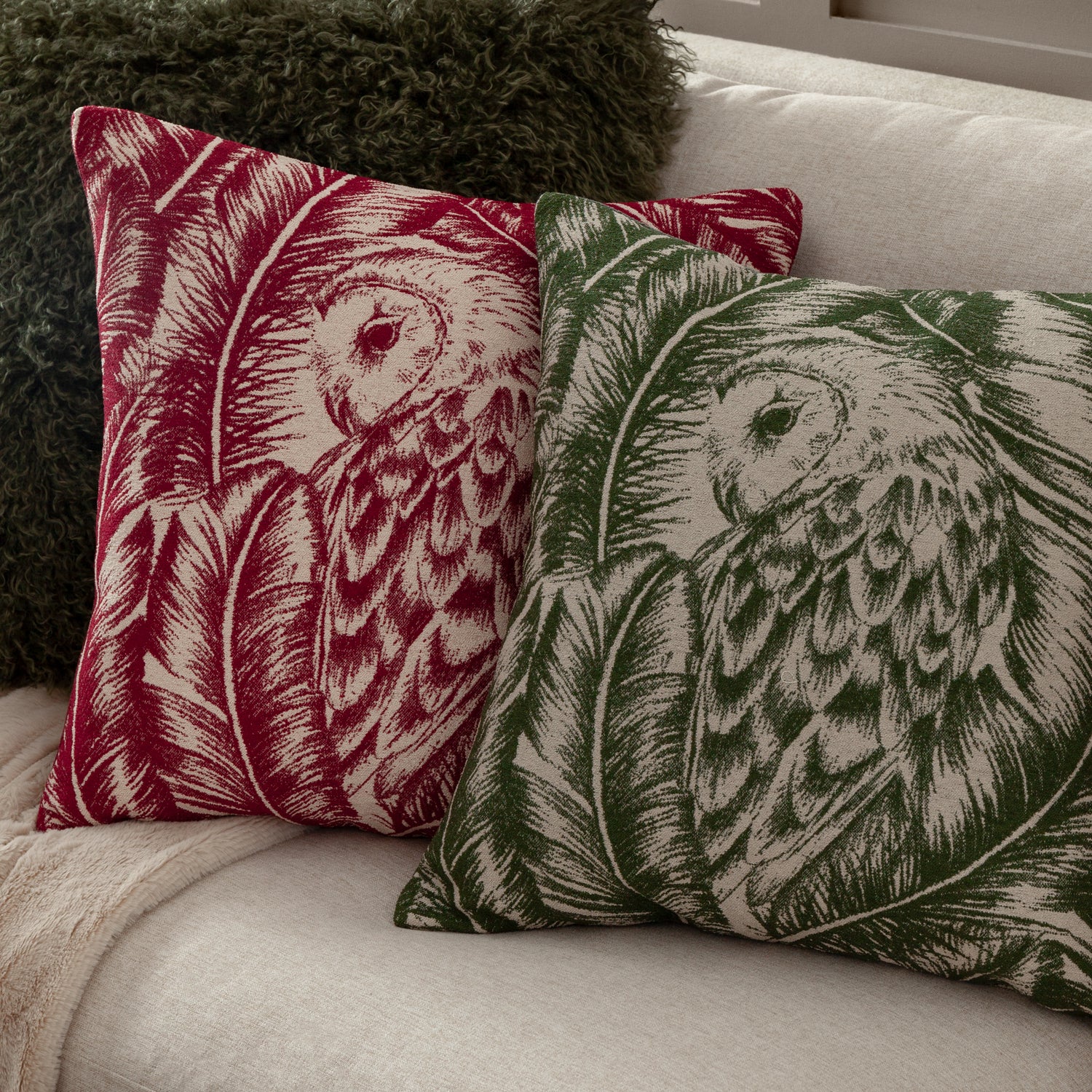 Albus Jacquard Filled Cushion 45cm x 45cm Forest Green