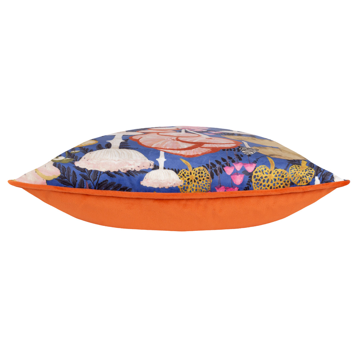 Furn Amanita Velvet Piped Filled Cushion 43cm x 43cm Cobalt Blue