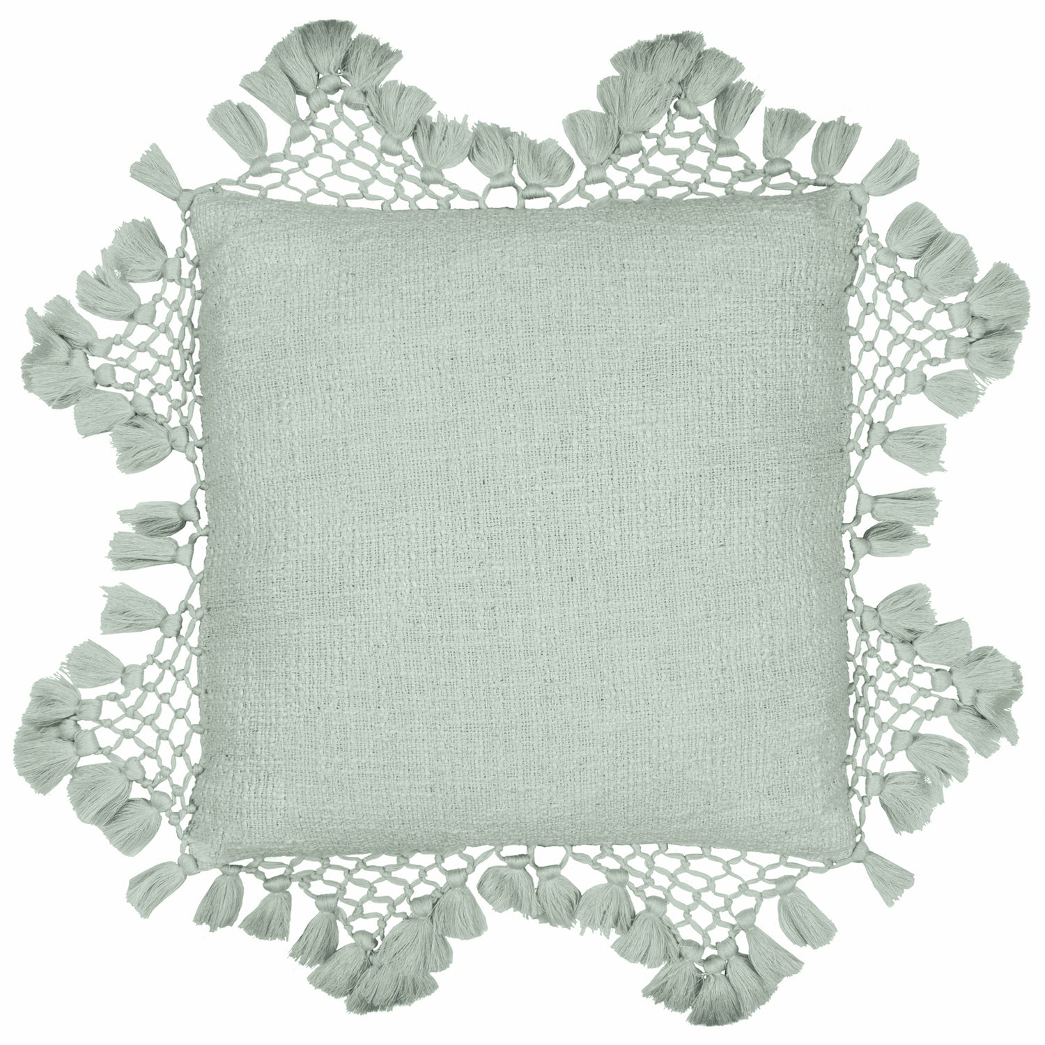 Yard Anko Macrame Tassel Filled Cushion 45cm x 45cm Eucalyptus