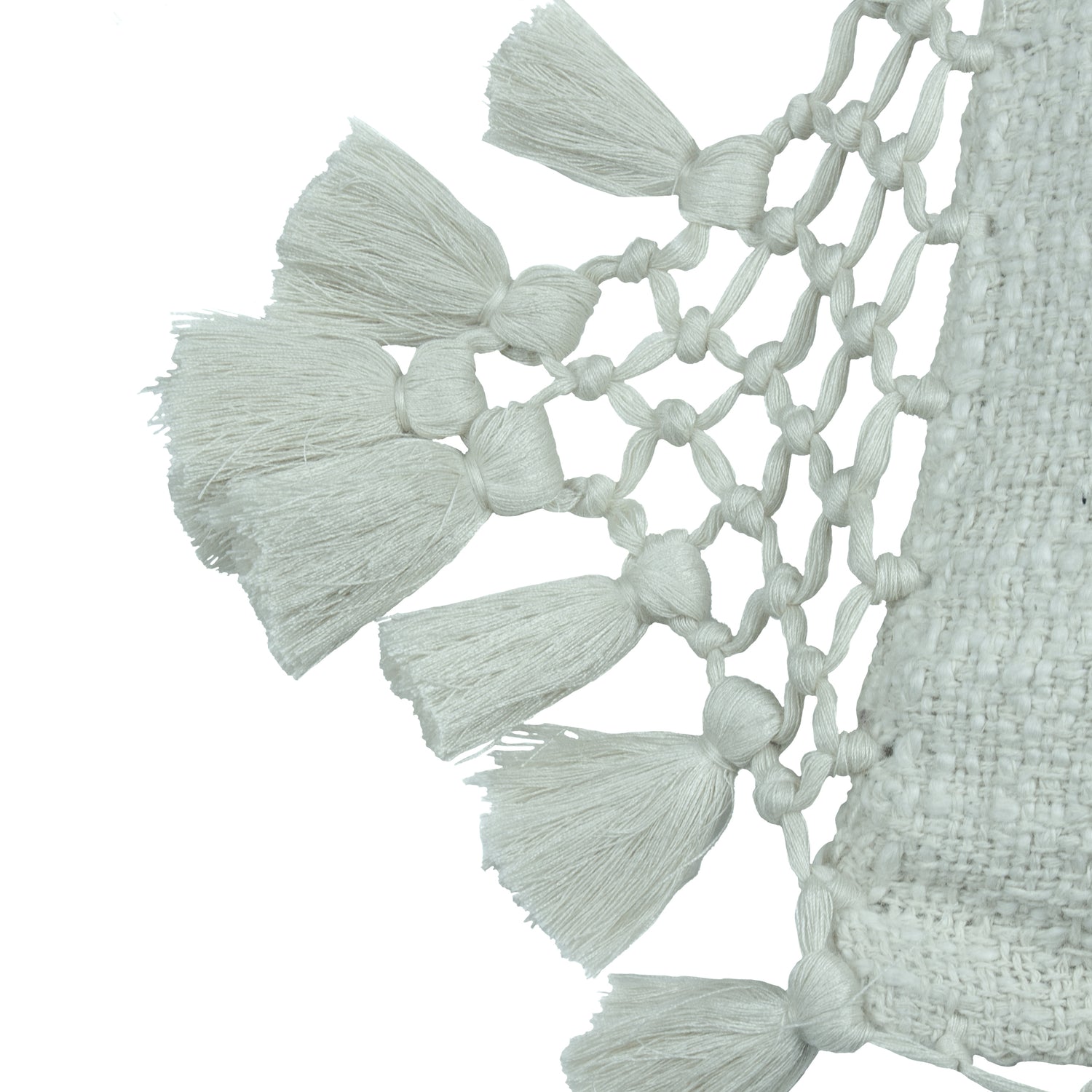 Yard Anko Macrame Tassel Filled Cushion 45cm x 45cm Eucalyptus
