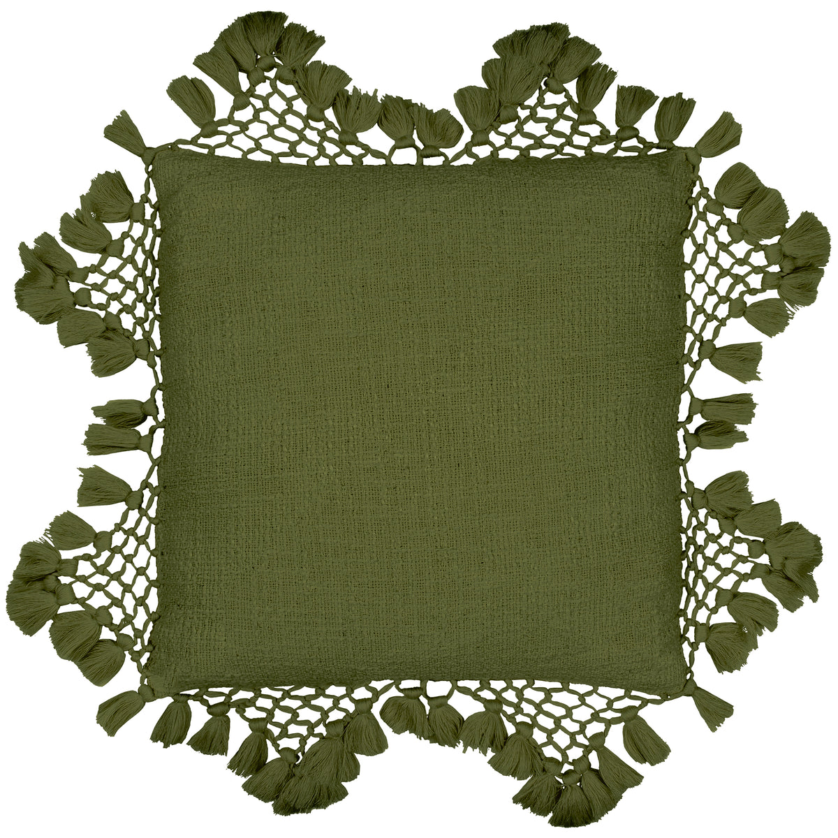 Yard Anko Macrame Tassel Filled Cushion 45cm x 45cm Khaki