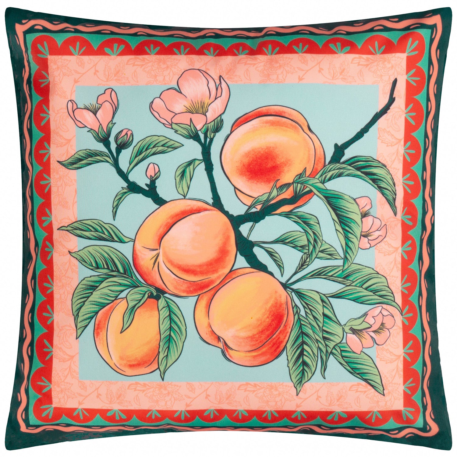 Furn. Anemone Printed Outdoor 45cm x 45cm Filled Cushion Peaches Multi