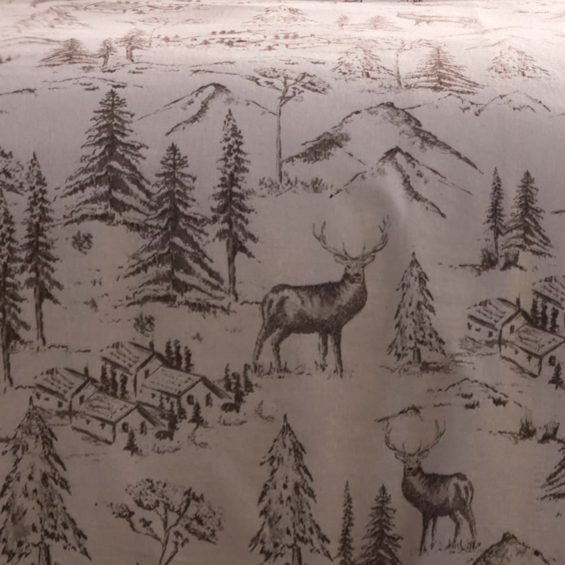 Dreams and Drapes Alpine Stag Brushed Cotton Duvet Cover Bedding Set Natural